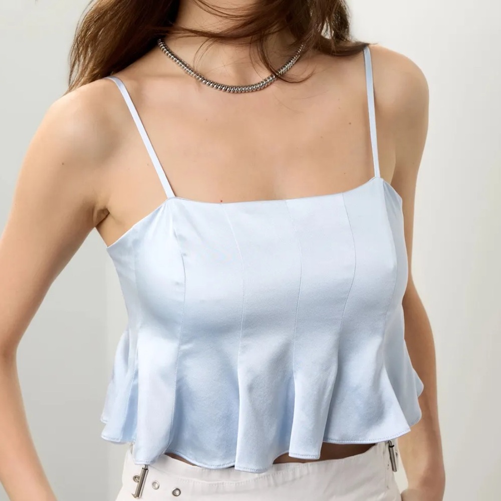 Club Monaco Light Blue Satin Silk Crop Cami
